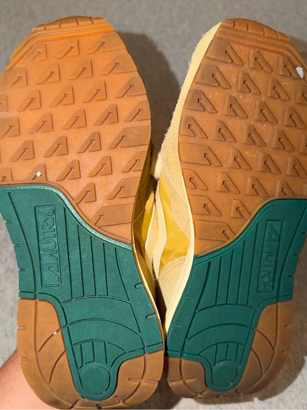 Autry Beige Suede Platform Sneakers with Green Accent - Picture 4 of 4